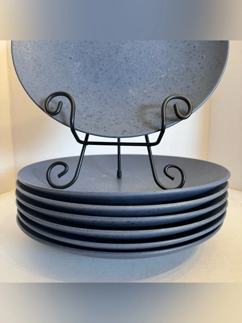 RARE Crate Barrel Craft Indigo Stoneware Coupe Dinner Plate 11